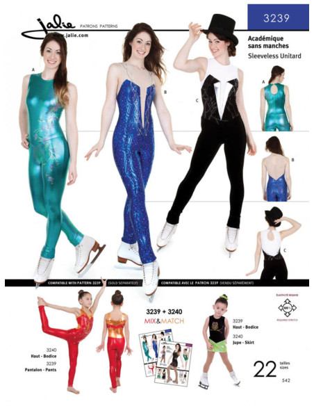 Patrón de unitard (académico) sin mangas - Jalie 3239
