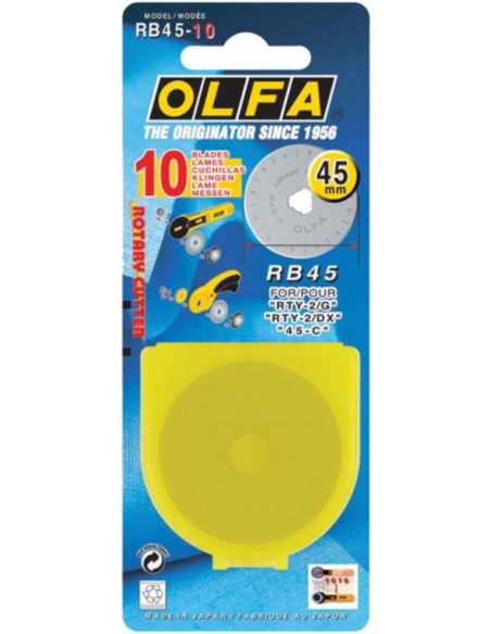 10 cuchillas de repuesto para cortador Olfa - 45 mm