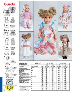 Patrón de ropa de muñecas a juego - Burda 8308