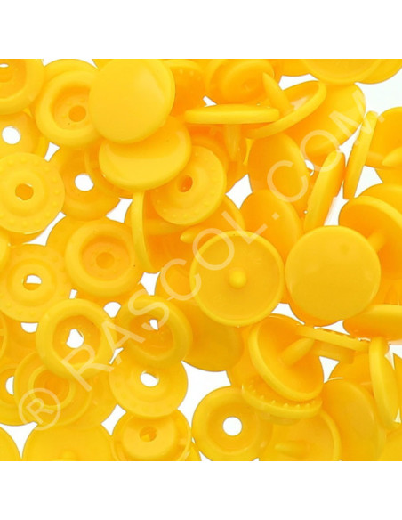 Bolsa de 25 broches de resina KAM redondas - Amarillo botón de oro