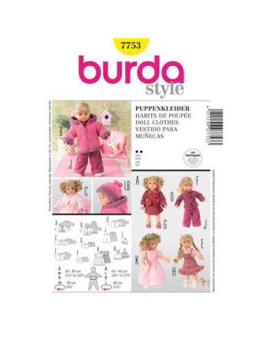 Patrón de ropa de muñeca - Burda 7753