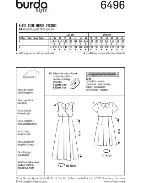 Patrón de vestido - Burda 6496