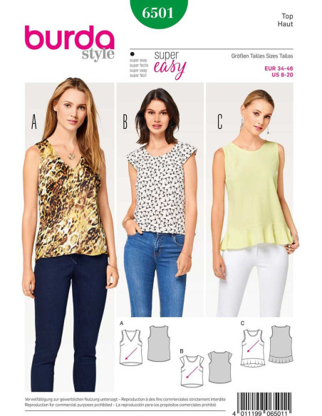 Patrón de blusa - Burda 6501