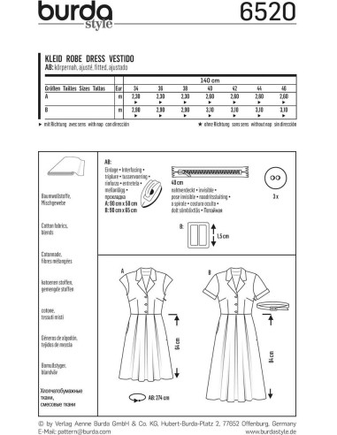 Patrón de vestido - Burda 6520