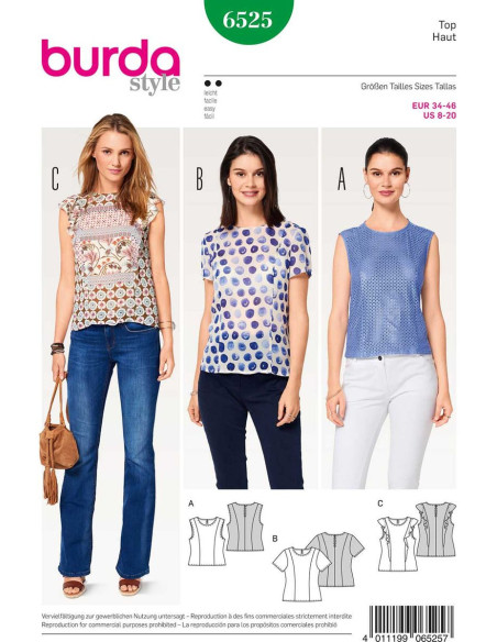 Patrón de blusa - Burda 6525