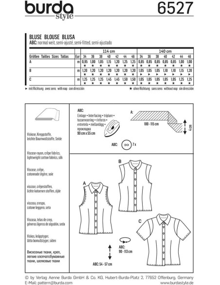 Patrón de blusa - Burda 6527