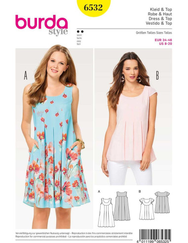 Patrón de vestido y blusa - Burda 6532