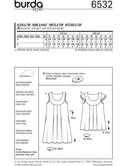 Patrón de vestido y blusa - Burda 6532