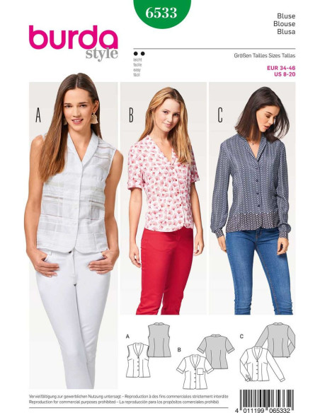 Patrón de blusa - Burda 6533