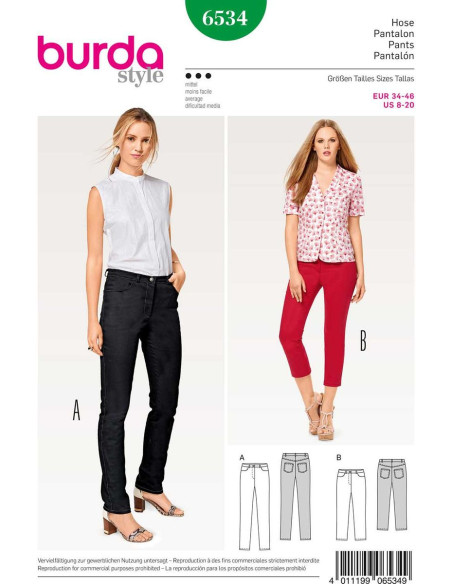 Patrón de pantalón - Burda 6534