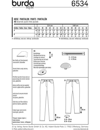 Patrón de pantalón - Burda 6534