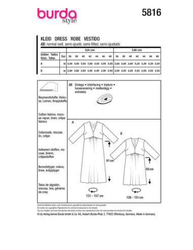Patron de robe - Burda 5816