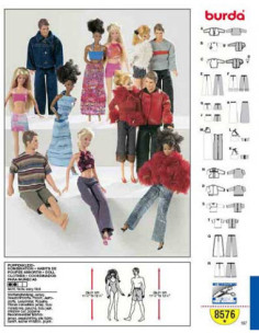 Patrón de ropa para muñecas Barbie - Burda 8576