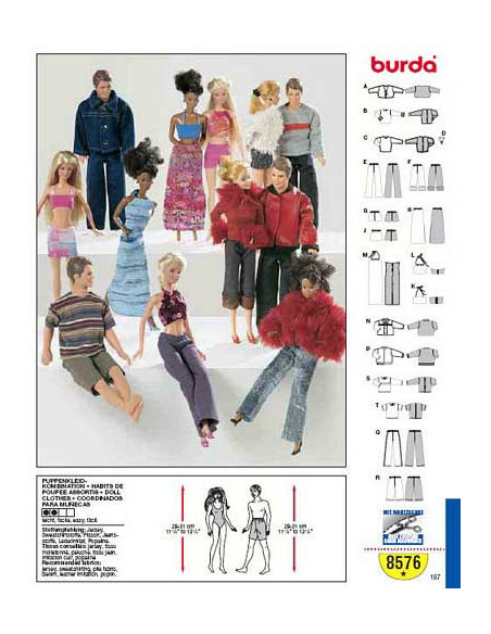 Patrón de ropa para muñecas Barbie - Burda 8576