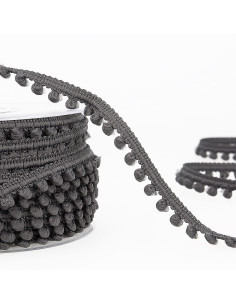 Galón mini pompones - Gris antracita