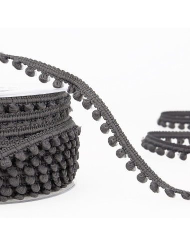Galón mini pompones - Gris antracita