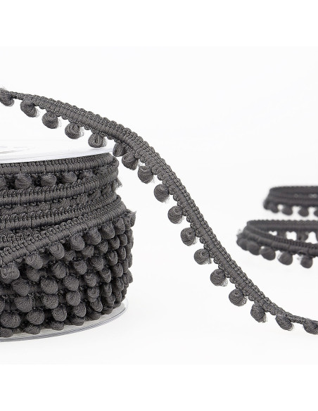 Galón mini pompones - Gris antracita