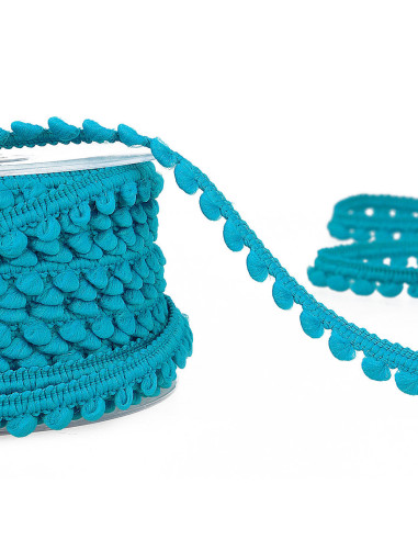 Galón mini pompones - Azul turquesa