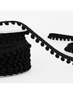 Galón mini pompones - Negro