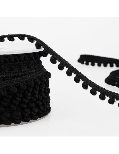 Galón mini pompones - Negro