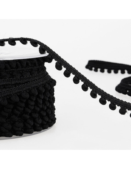 Galón mini pompones - Negro