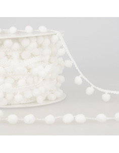 Galón con grandes pompones - Blanco