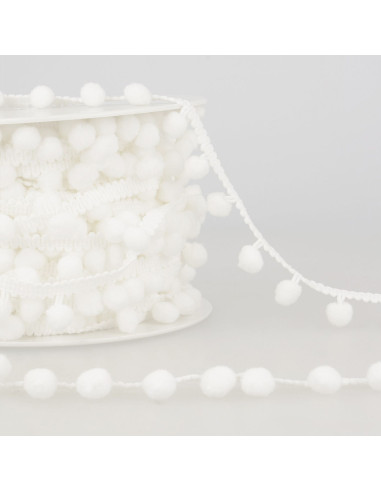 Galón con grandes pompones - Blanco