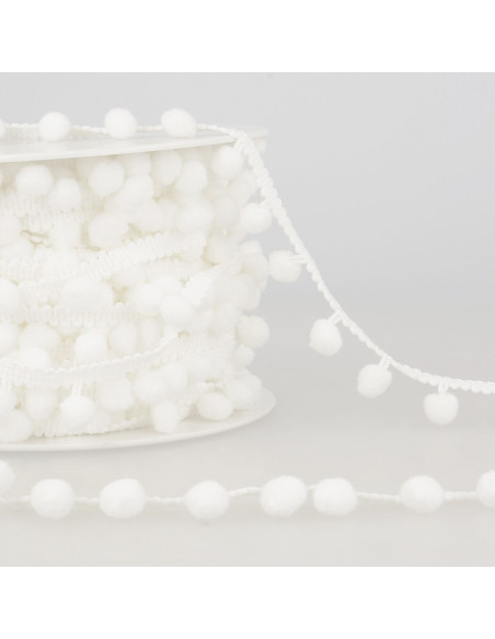 Galón con grandes pompones - Blanco