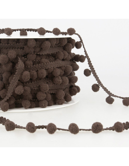 Galón con grandes pompones - Chocolate
