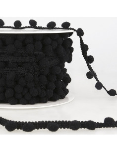 Galón con grandes pompones - Negro