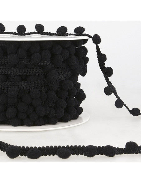 Galón con grandes pompones - Negro