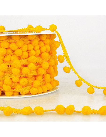 Galón con grandes pompones - Amarillo