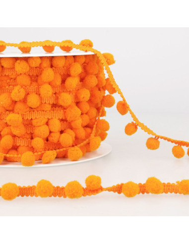 Galón con grandes pompones - Naranja