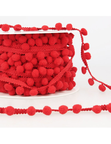 Galón con grandes pompones - Rojo