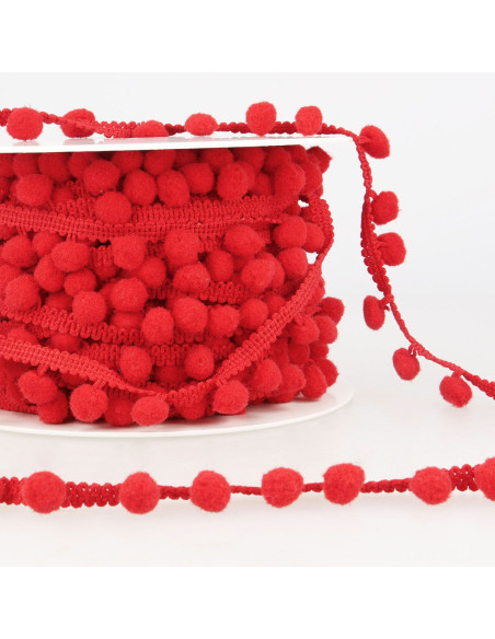 Galón con grandes pompones - Rojo
