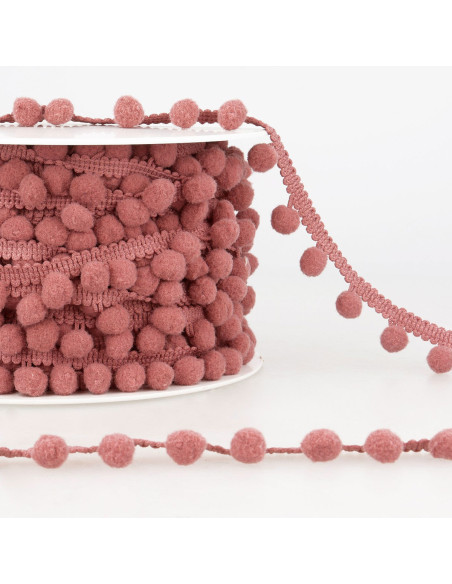 Galón con grandes pompones - Rosa viejo