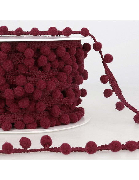 Galón con grandes pompones - Burdeos