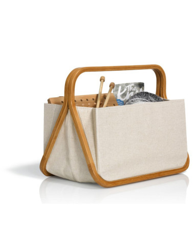 Bolso de lona y bambú natural M