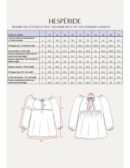 Patron de blouse Hespéride - Maison Fauve