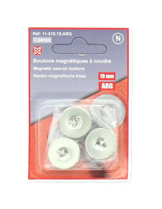 Juego de 3 botones magnéticos para coser - Plata