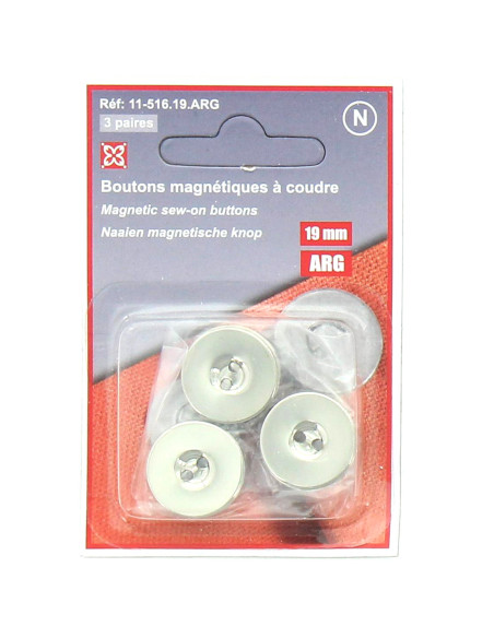 Juego de 3 botones magnéticos para coser - Plata