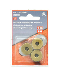 Juego de 3 botones magnéticos para coser - Bronce