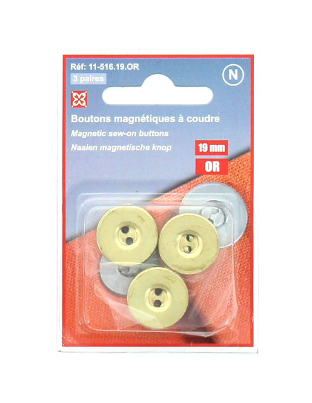 Juego de 3 botones magnéticos para coser - Oro