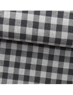 Tela de franela de cuadros grandes - Gris