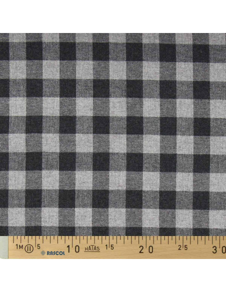 Tela de franela de cuadros grandes - Gris