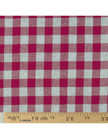 Tela de franela de cuadros grandes - Rojo y gris