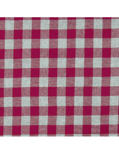 Tela de franela de cuadros grandes - Rojo y gris