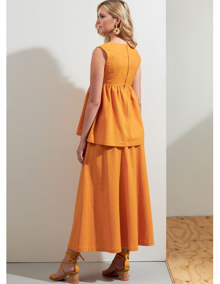 Patrón de blusa, pantalones cortos y falda - Vogue 1871