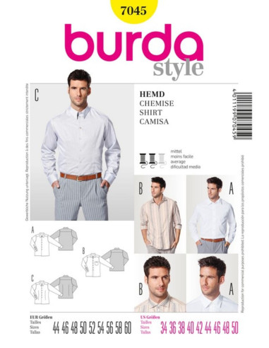 Patrón de camisa para hombre - Burda 7045