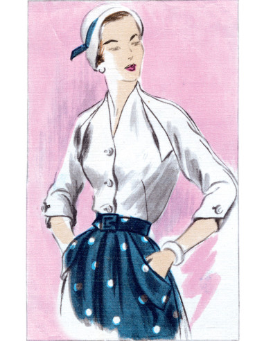 Patrón de blusa, falda y cinturón - Vogue 1863